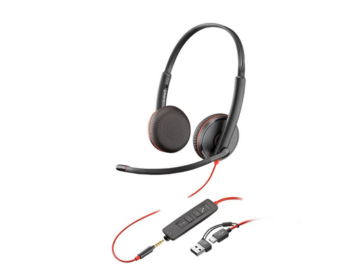 HP Poly Blackwire 3225 Stereo USB-C Headset +3.5mm Plug +USB-C/A Adapter (Bulk) (8X229A6)
