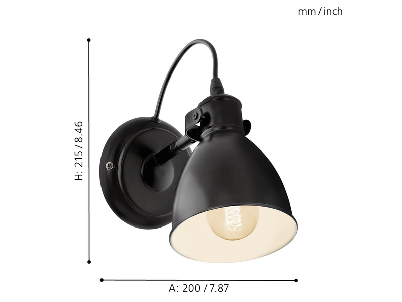 EGLO PRIDDY Wandleuchte, schwarz, weiss