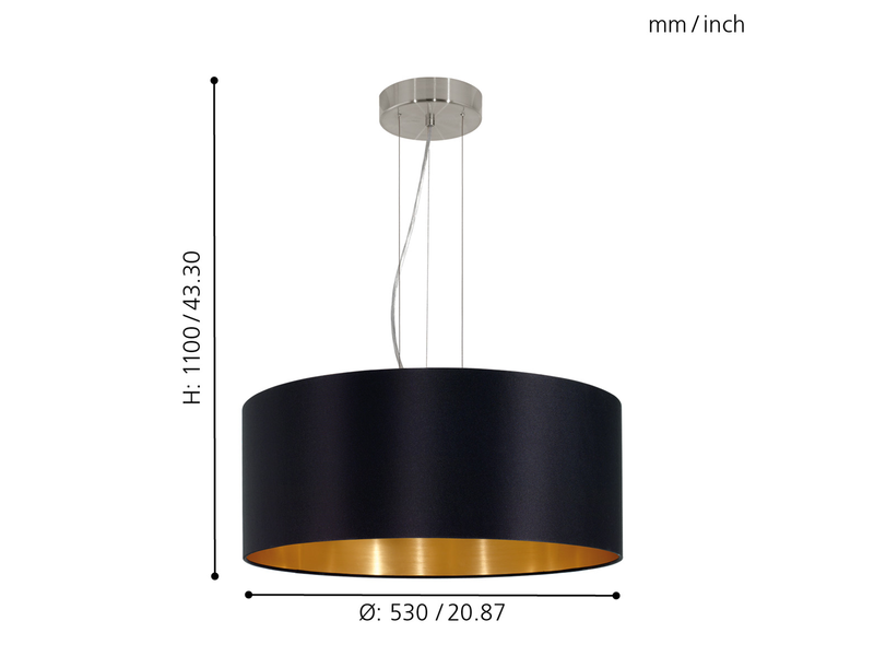 EGLO MASERLO Hängeleuchte, schwarz, gold