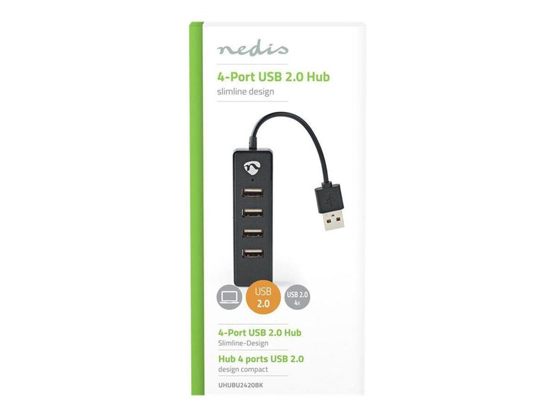 Nedis UHUBU2420BK - hub - 4 ports USB-Hubs - 4 - Schwarz