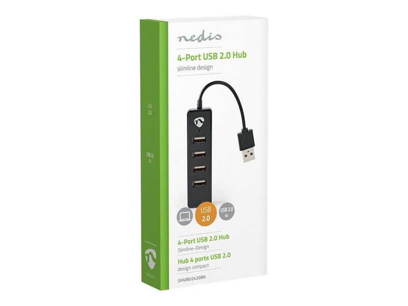 Nedis UHUBU2420BK - hub - 4 ports USB-Hubs - 4 - Schwarz