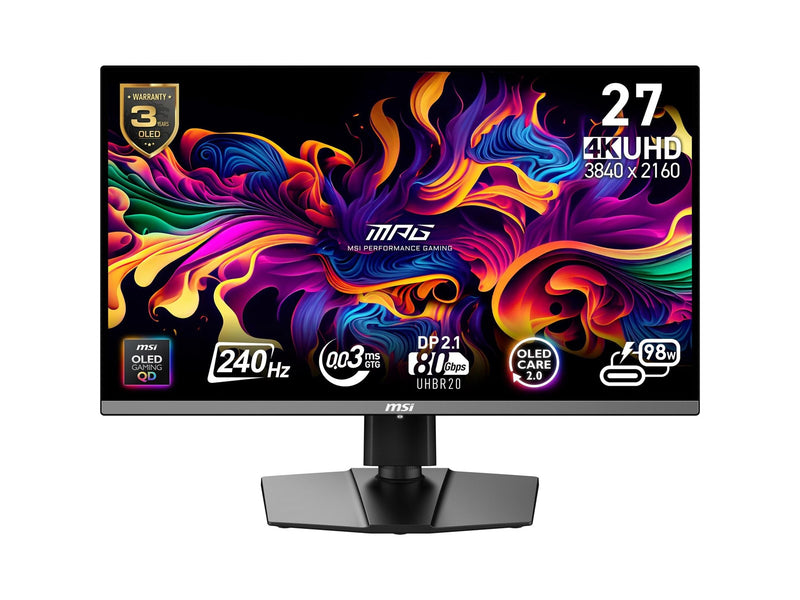 26.5" MSI MPG 272URXDE - 3840x2160 (4K) - 240Hz - QD-OLED - 98W USB-C