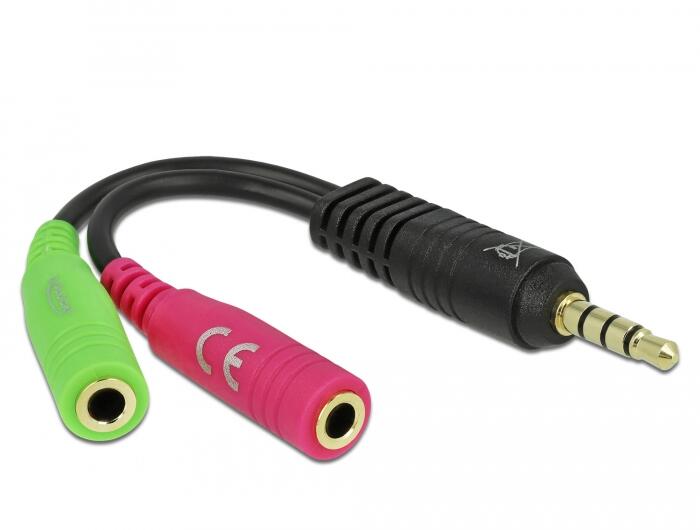 DeLOCK Audioadapter 3,5 mm 4 Pin Klinkenstecker zu 3,5 mm 3 Pin Klinkenbuchse