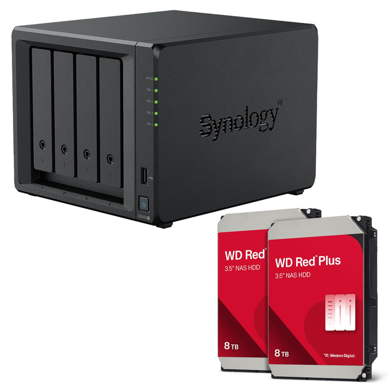 Synology DiskStation DS423+ 4 Einschübe NAS-Server Leergehäuse + 16TB WD Red Plus SATA 3.5' HDD (2x 8TB)