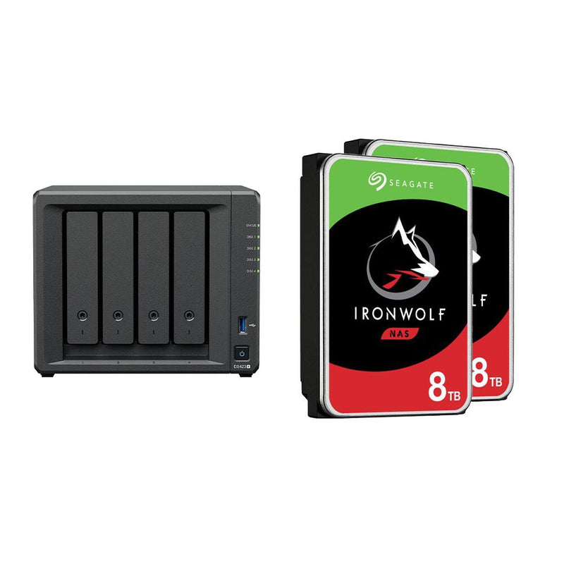 Synology DiskStation DS423+ 4 Einschübe NAS-Server Leergehäuse + 16TB (2x8TB) Seagate Ironwolf SATA 3.5' HDD Festplatte