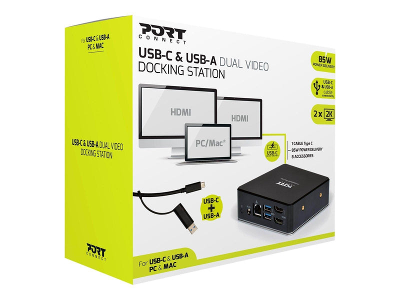 PORT Designs PORT connect USB-C & USB-A Dual Video Docking Station 2 X 2K