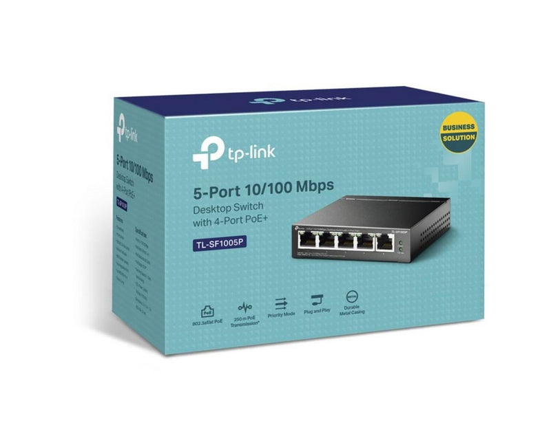 TP-Link TL-SF1005P 5-Port 10/100Mbps Desktop Switch with 4-Port PoE+ (58W)
