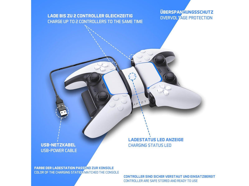 Raptor Gaming PS5 CS200 Dual Charging Dock - Miscellaneous Zubehör für Spielkonsole - Sony PlayStation 5