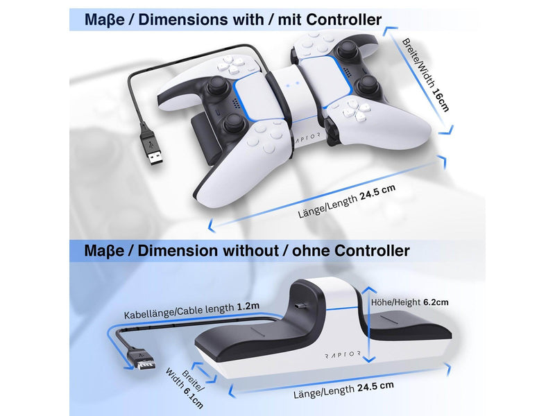 Raptor Gaming PS5 CS200 Dual Charging Dock - Miscellaneous Zubehör für Spielkonsole - Sony PlayStation 5