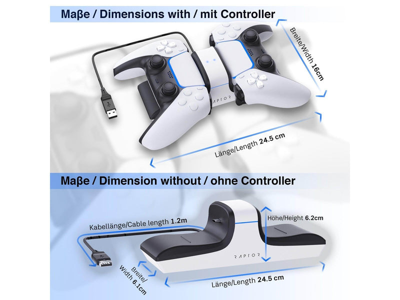 Raptor Gaming PS5 CS200 Dual Charging Dock - Miscellaneous Zubehör für Spielkonsole - Sony PlayStation 5