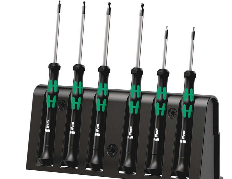 Wera 2052/6 Elektroniker-Schraubendrehersatz + Rack, 6-teilig