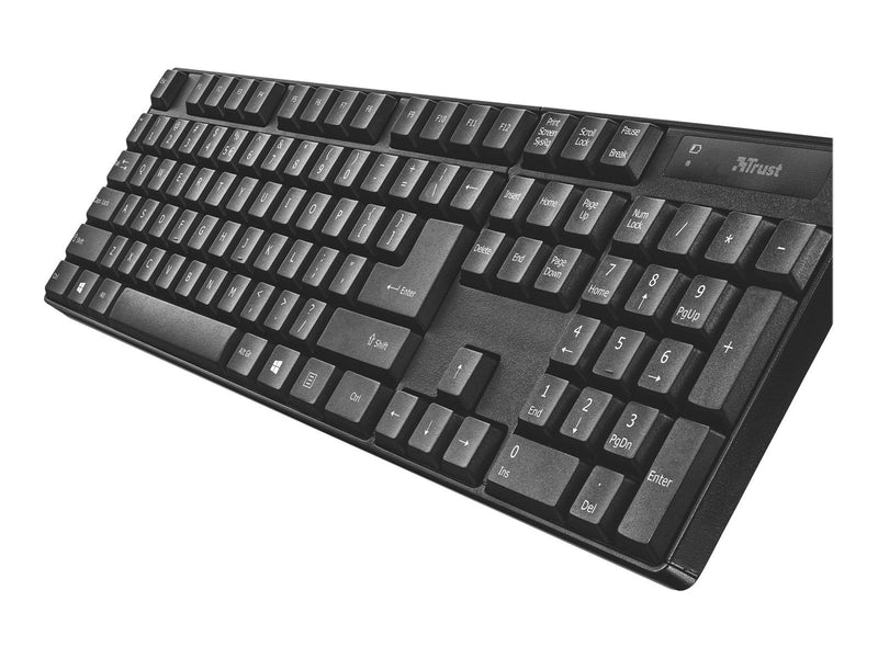 Trust Qoby 4-in-1 Home Office Set - Keyboard, mouse, headset and web camera set - Nordisch - Schwarz