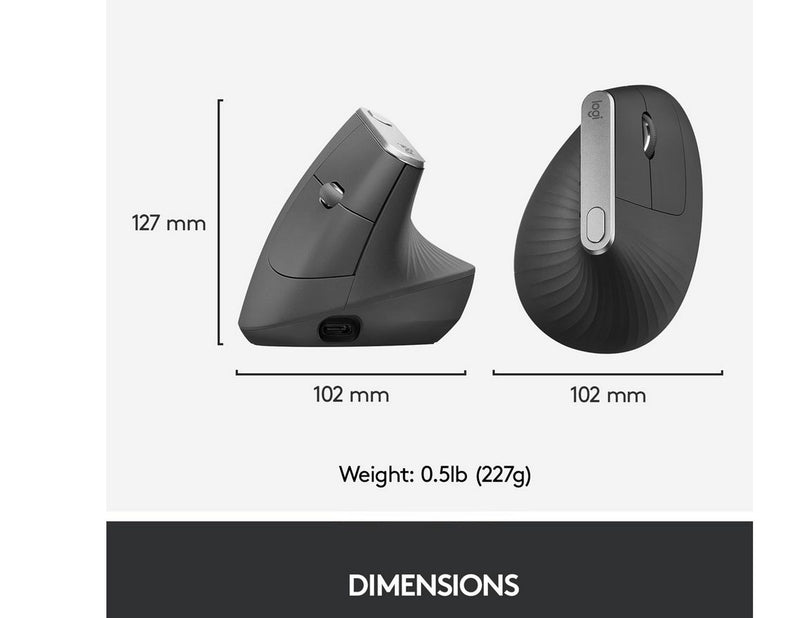 Logitech MX Vertical Advanced wireless Bluetooth - Mac & PC - Ergonomische Maus (Schwarz)