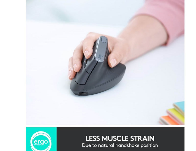 Logitech MX Vertical Advanced wireless Bluetooth - Mac & PC - Ergonomische Maus (Schwarz)