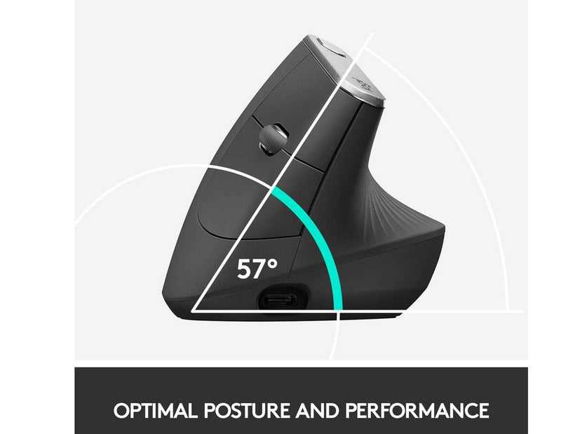 Logitech MX Vertical Advanced wireless Bluetooth - Mac & PC - Ergonomische Maus (Schwarz)