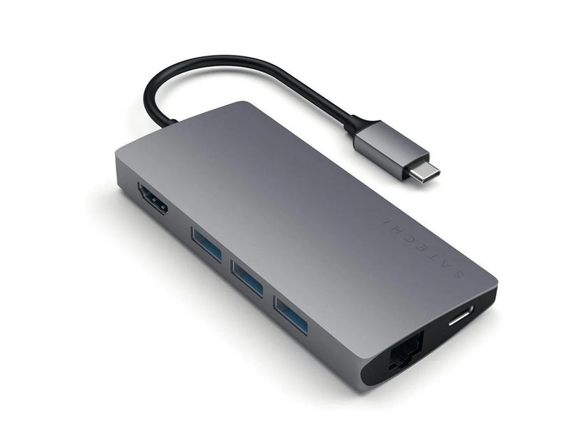 Satechi Aluminum Multi-Port Adapter V2 - USB-C - 3-Port USB-A - 1× HDMI - 1GbE