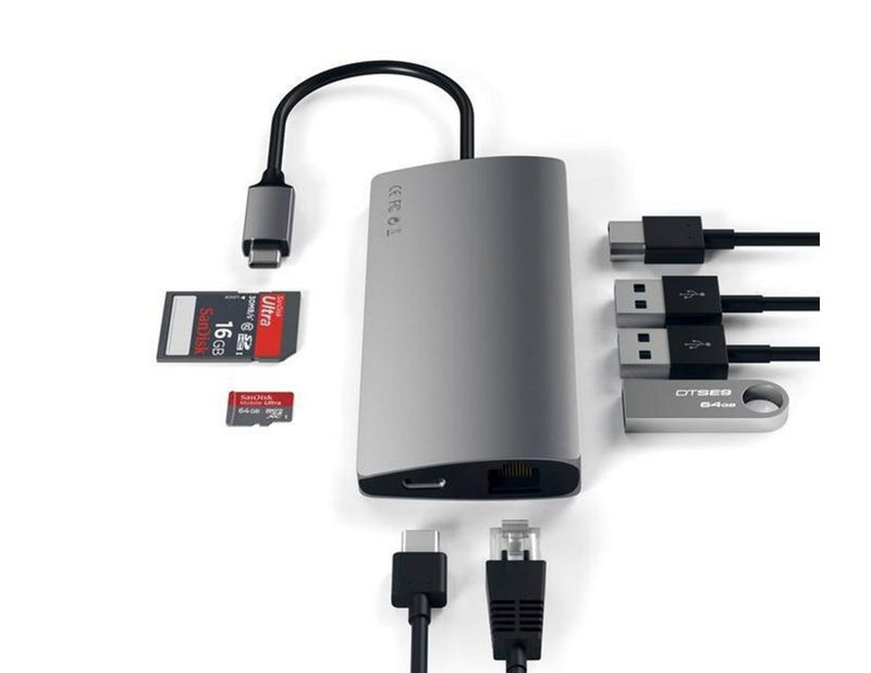 Satechi Aluminum Multi-Port Adapter V2 - USB-C - 3-Port USB-A - 1× HDMI - 1GbE