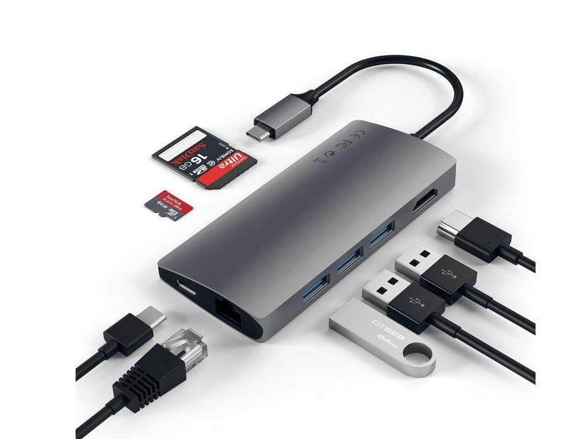 Satechi Aluminum Multi-Port Adapter V2 - USB-C - 3-Port USB-A - 1× HDMI - 1GbE