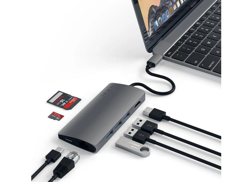 Satechi Aluminum Multi-Port Adapter V2 - USB-C - 3-Port USB-A - 1× HDMI - 1GbE
