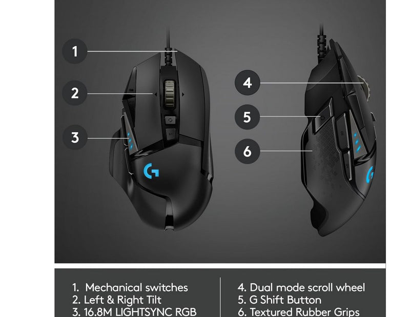 Logitech G502 HERO - Gaming Maus (Schwarz mit RGB)