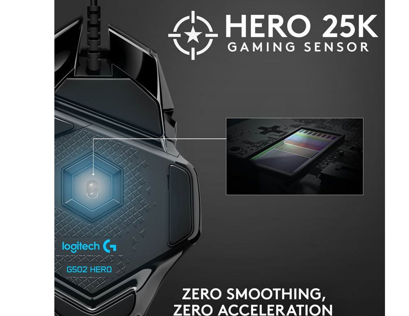Logitech G502 HERO - Gaming Maus (Schwarz mit RGB)