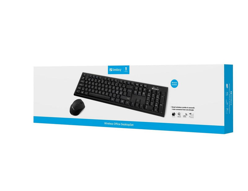 Sandberg Wireless Office Desktop Set - Tastatur & Maus Set - Nordisch - Schwarz