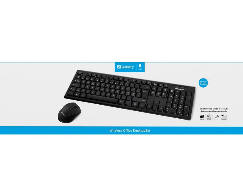 Sandberg Wireless Office Desktop Set - Tastatur & Maus Set - Nordisch - Schwarz