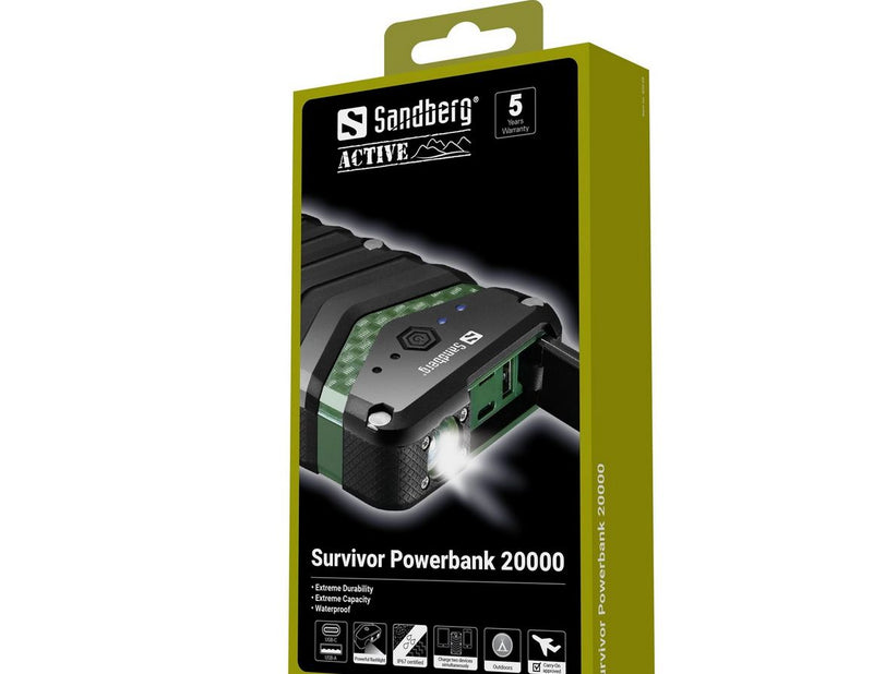 Sandberg Survivor Powerbank 20000 Powerbank (Akku) - schwarz - 20000 mAh