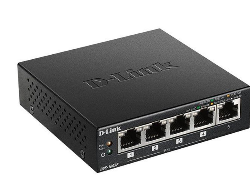 D-Link DGS-1005P 5-Port Desktop Gigabit PoE+ Switch (60W)