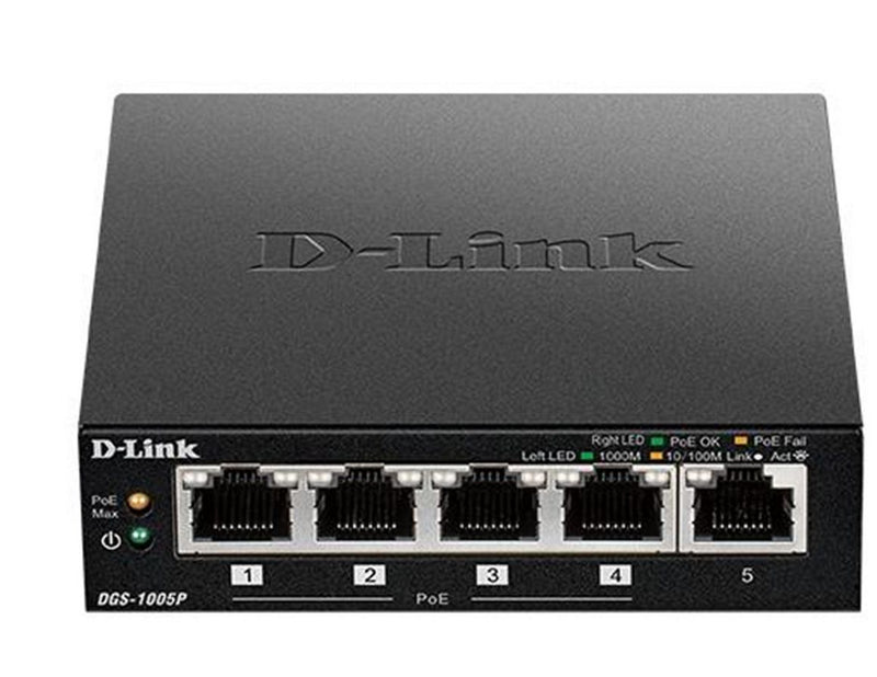 D-Link DGS-1005P 5-Port Desktop Gigabit PoE+ Switch (60W)