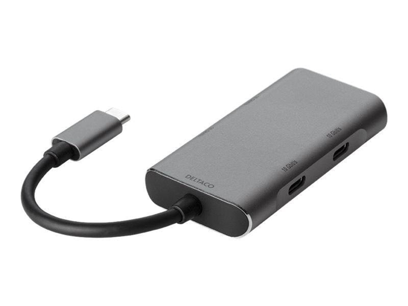 Deltaco USB 3.1 Gen 2 hubb 2xUSB-C 2xUSB-A spc USB-Hubs - 4 - Grau