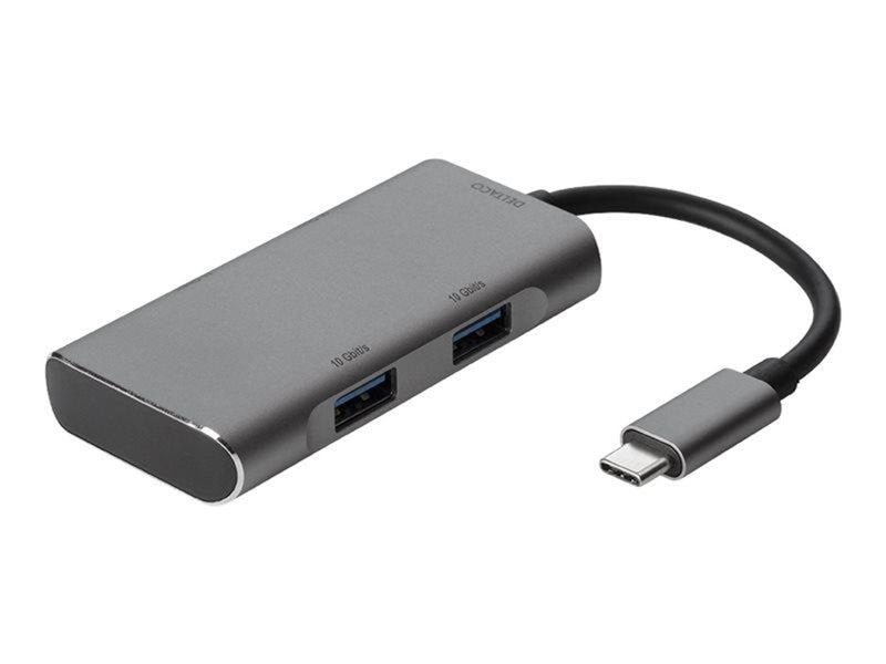 Deltaco USB 3.1 Gen 2 hubb 2xUSB-C 2xUSB-A spc USB-Hubs - 4 - Grau