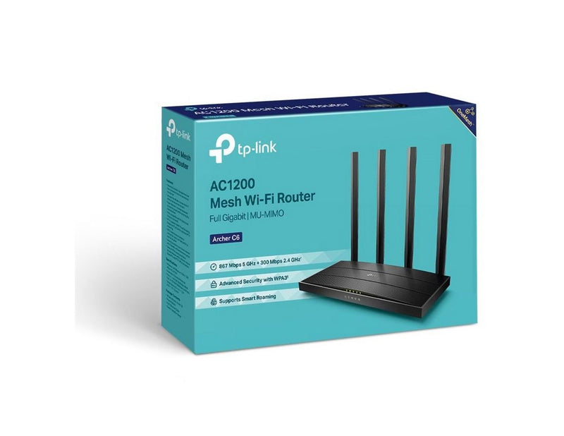 TP-Link Archer C6 AC1200 Wireless MU-MIMO Gigabit Router - Wireless router Wi-Fi 5
