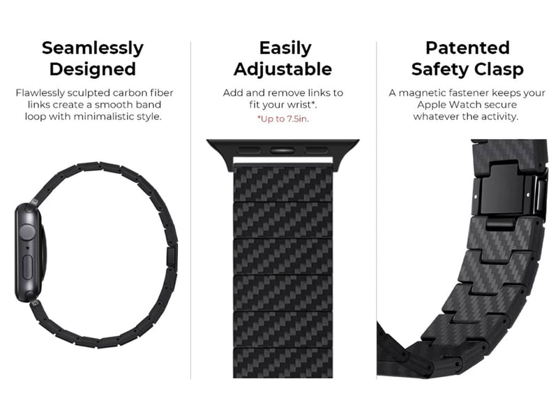 PITAKA Apple Watch Carbon Fiber Link Bracelet Band Modern 38/40mm