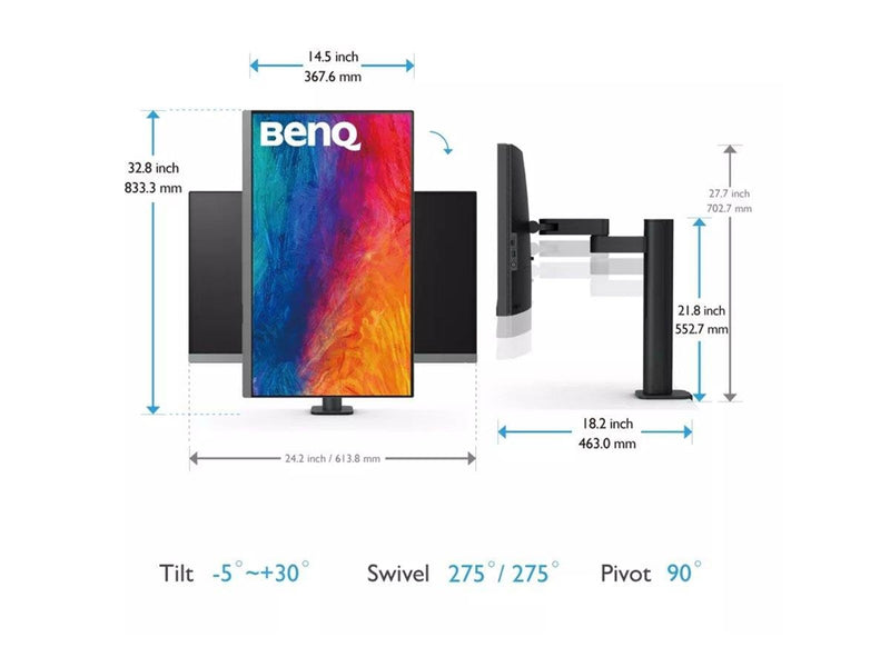 27" BenQ DesignVue PD2706UA - 3840x2160 (4K) - 60Hz - IPS - 90W USB-C - KVM switch