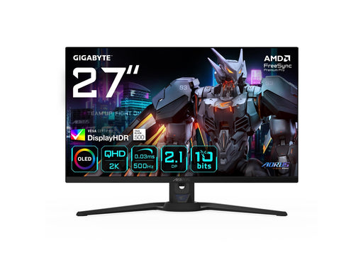 27" GIGABYTE AORUS FO27Q5P - 2560x1440 (QHD) - 500Hz - OLED - 18W USB-C - KVM switch