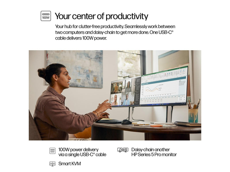 27" HP 527pm Series 5 Pro - 2560x1440 (QHD) - 100Hz - IPS - 100W USB-C