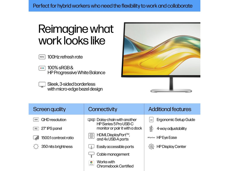 27" HP 527pq Series 5 Pro - 2560x1440 - 100Hz - IPS