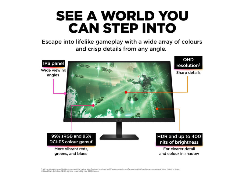 27" HP OMEN 27q - 2560x1440 (QHD) - 165Hz - IPS
