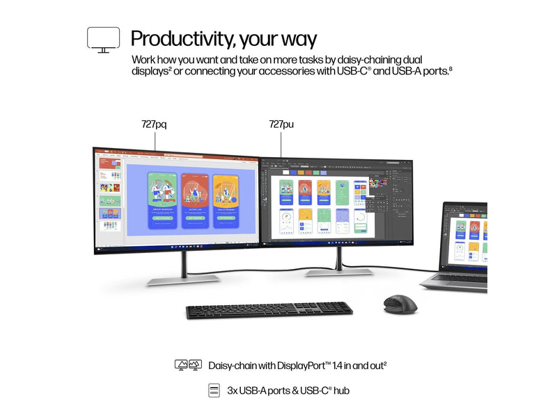 27" HP Series 7 Pro 727pq - 2560x1440 (QHD) - 120Hz - IPS Black