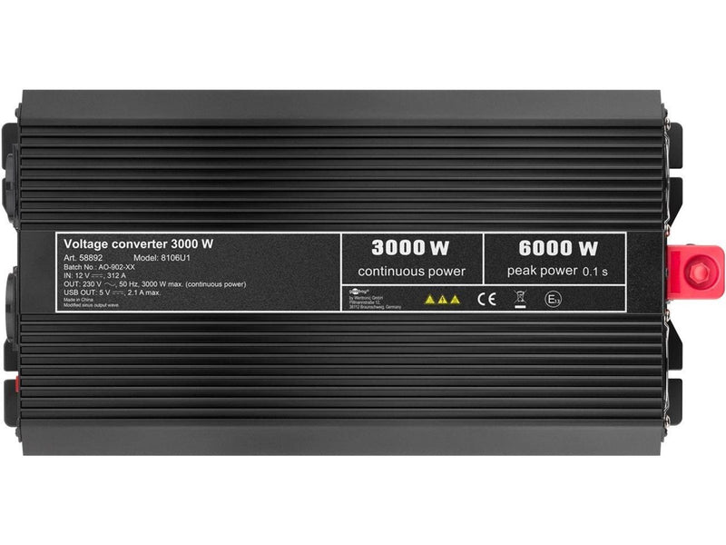 Pro Voltage converter 3.000 W black - converts 12 V D