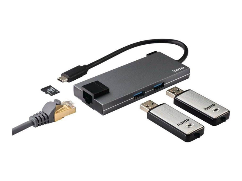 Hama Multiport Adapter - docking station - USB-C 3.2 Gen 1 - HDMI - GigE