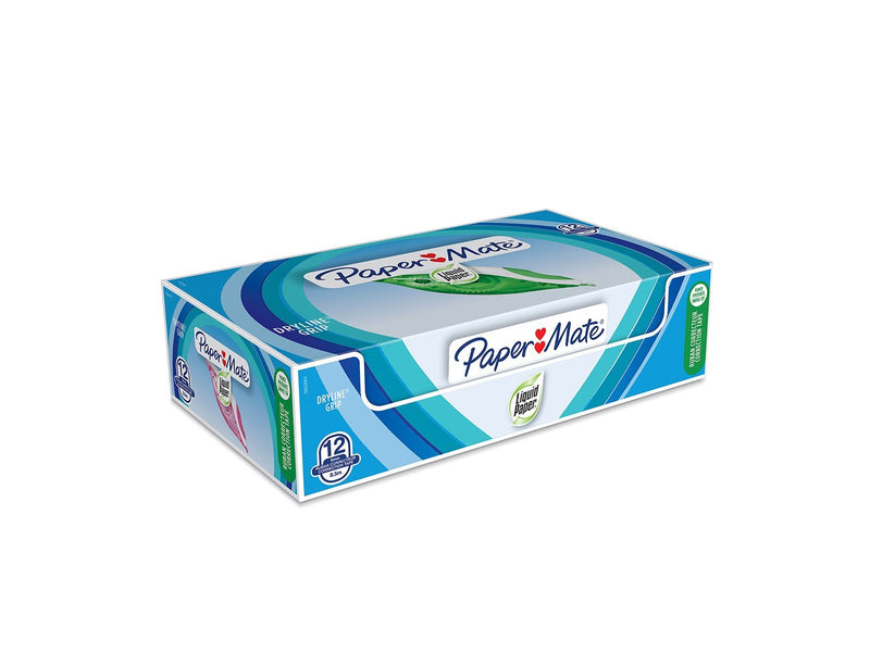 LIQUID PAPER Paper Mate Liquid Paper DryLine Grip-Korrekturband, sortierte Farben, 12er-Box