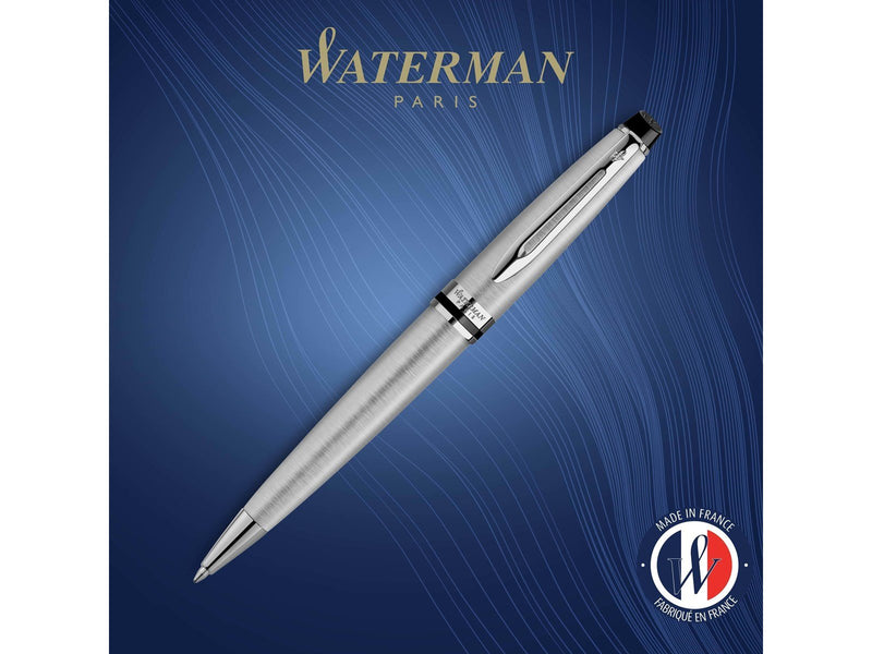 Waterman Expert Kugelschreiber | Edelstahl mit Chromzierteile | Mittlere Spitze | Blaue Tinte | Geschenkbox
