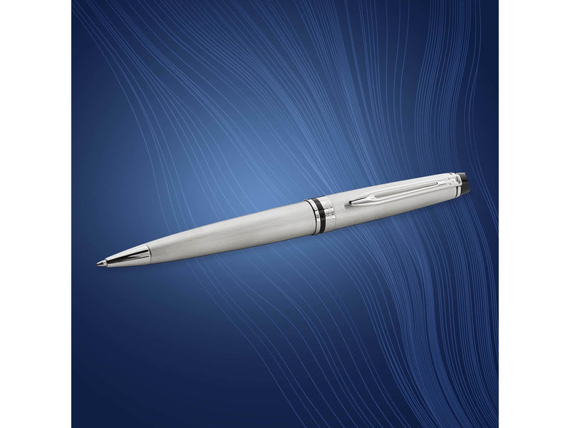 Waterman Expert Kugelschreiber | Edelstahl mit Chromzierteile | Mittlere Spitze | Blaue Tinte | Geschenkbox