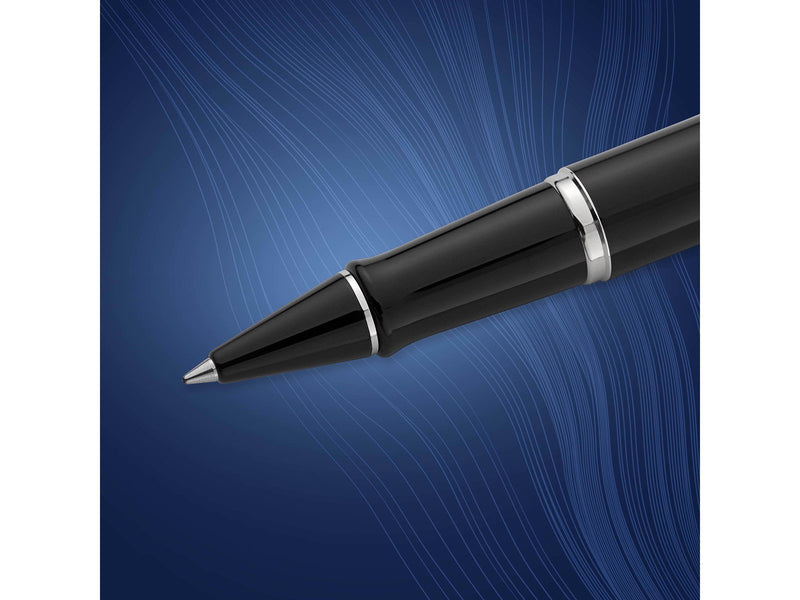Waterman Expert Tintenroller | Hochglänzend Schwarz mit Chromzierteile| feine Spitze | Schwarz | Geschenkbox