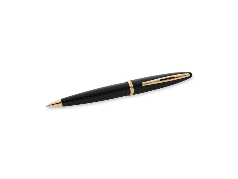Waterman Carène Black Sea Kugelschreiber | hochglänzend Schwarz mit Clip aus 23-karätigem Gold | mittlere Schreibspitze | blaue