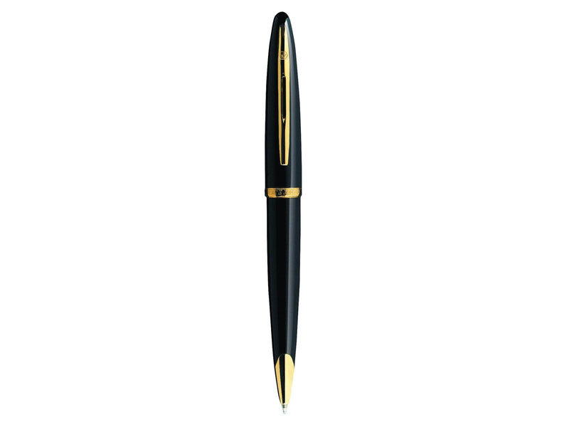 Waterman Carène Black Sea Kugelschreiber | hochglänzend Schwarz mit Clip aus 23-karätigem Gold | mittlere Schreibspitze | blaue