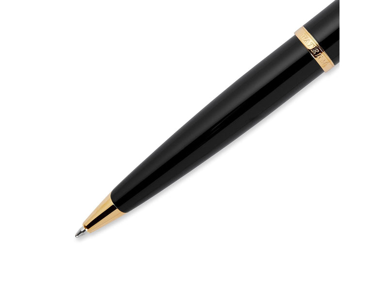 Waterman Carène Black Sea Kugelschreiber | hochglänzend Schwarz mit Clip aus 23-karätigem Gold | mittlere Schreibspitze | blaue