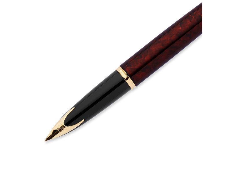 Waterman Carène Marine Amber Füller | hochglänzend Braun & Schwarz mit Clip aus 23-karätigem Gold | Füllfederhalter mit feiner F